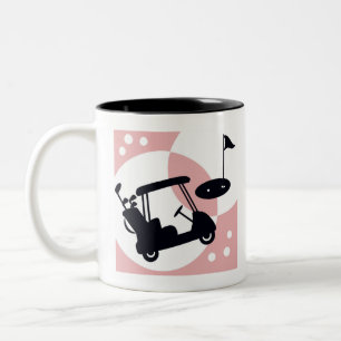 Tasse 2 Couleurs Chariot de golf rétro en noir et rose
