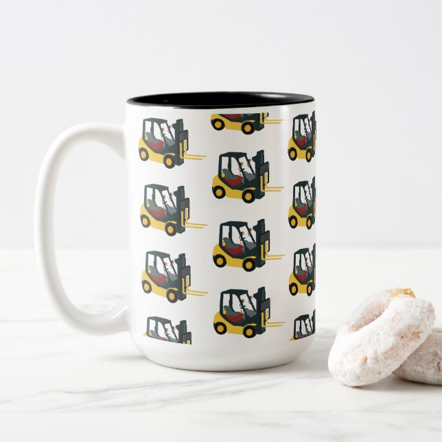 Tasse 2 Couleurs Chariot élévateur à fourche (Avec donut)