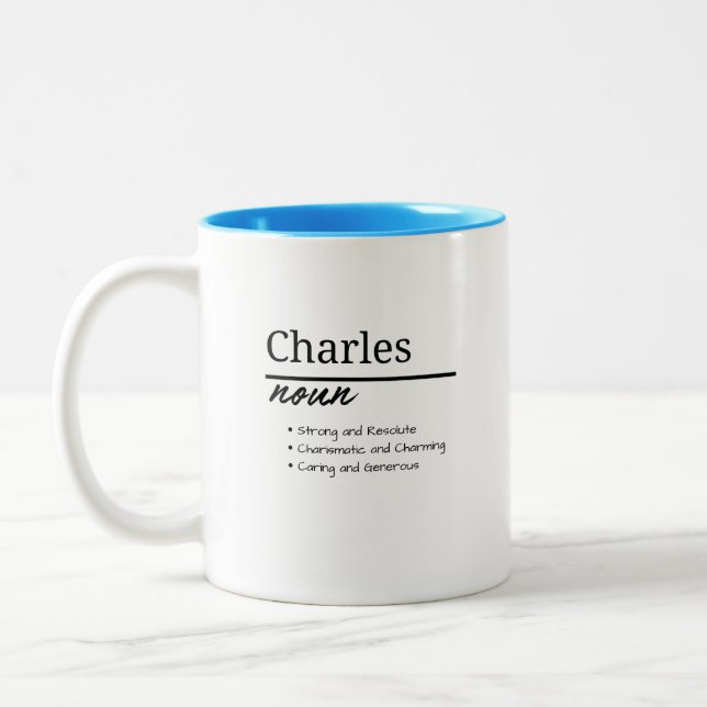Tasse 2 Couleurs Charles, Garçon Nom Personnalisé Définition (Gauche)