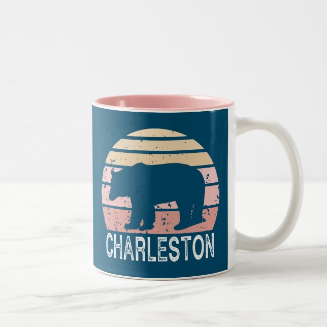 Tasse 2 Couleurs Charleston Virginie Occidentale Ours Rétro (Droit)