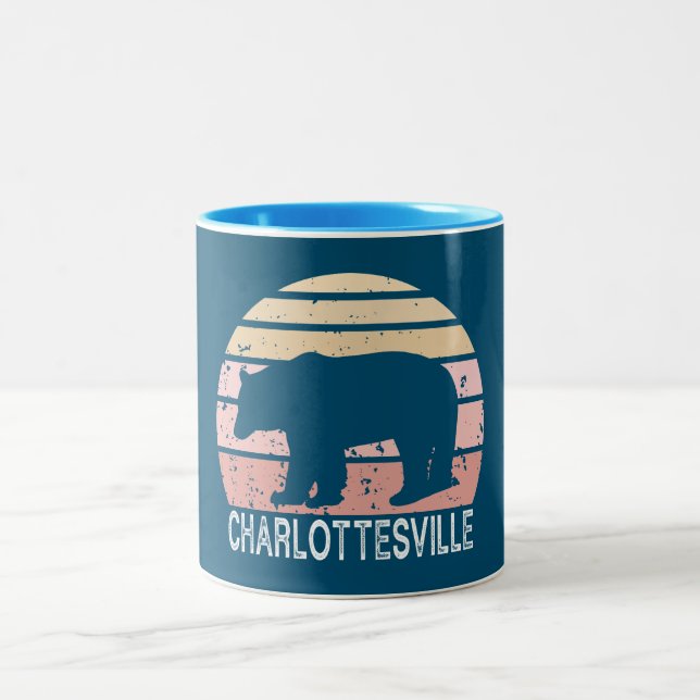 Tasse 2 Couleurs Charlottesville Virginia Retro Bear (Centre)