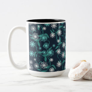 Tasse 2 Couleurs Charme blanc et Turquoise floral