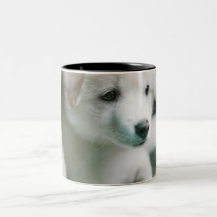 Tasse 2 Couleurs "Charme de chiot blanc et duveteux"