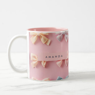 Tasse 2 Couleurs Charme personnalisé avec un joli nœud pastel