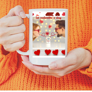 TASSE 2 COULEURS CHÂSSIS DE PHOTO BLANC ROUGE VALENTINE