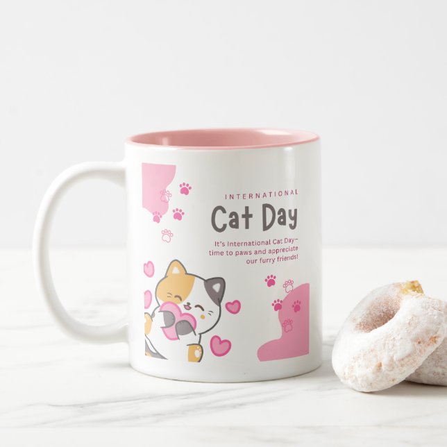TASSE 2 COULEURS CHAT (Avec donut)