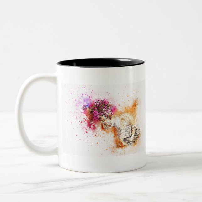 Tasse 2 Couleurs Chat 1 (Gauche)