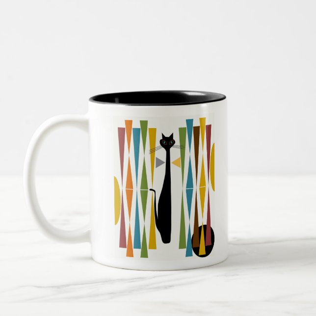 Tasse 2 Couleurs Chat 2 d'art de MidMod (Gauche)