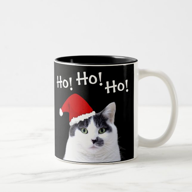 Tasse 2 Couleurs Chat à Santa Hat Noël (Droit)