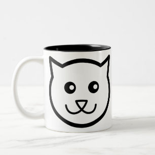 Tasse 2 Couleurs Chat animal Visage Kitty animal animal familier he