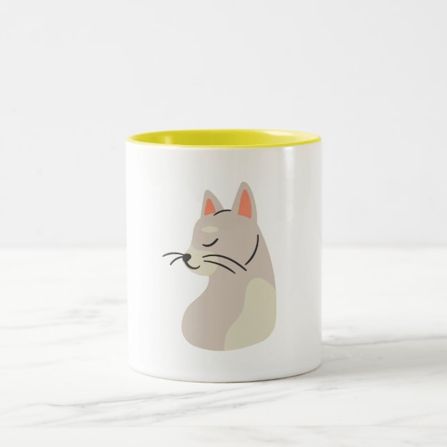 Tasse 2 Couleurs Chat Animé (Centre)