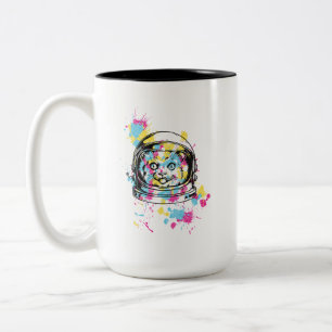 Tasse 2 Couleurs Chat Astronaute