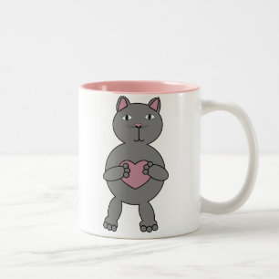 Tasse 2 Couleurs Chat avec coeur