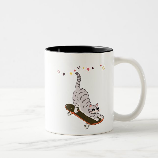 Tasse 2 Couleurs Chat avec la planche (Droit)