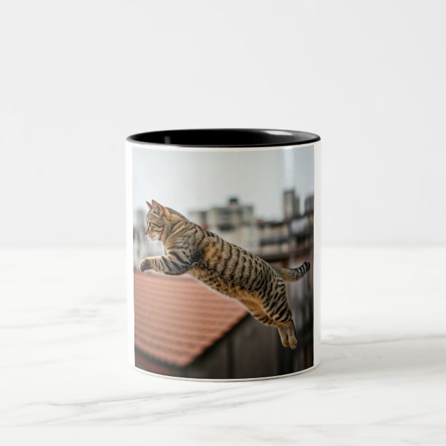 Tasse 2 Couleurs Chat Aventure Musique sur le toit (Centre)