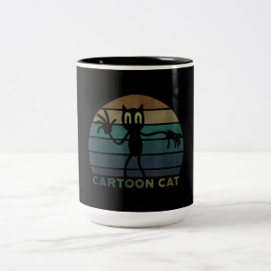 Tasse 2 Couleurs Chat Carton vintage Creepypasta   AMOUREUX DES CHA
