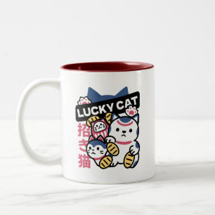 Tasse 2 Couleurs Chat Chanceux Maneki Neko – Chat de Fortune Japona
