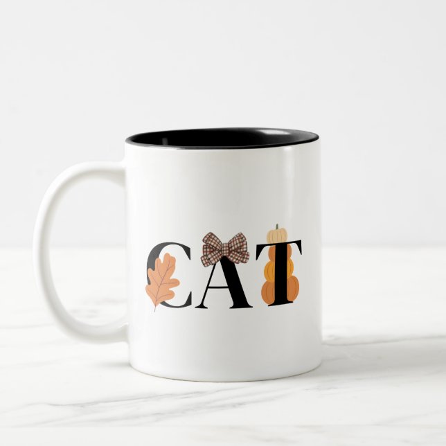 Tasse 2 Couleurs Chat Chat Élégant Automne Automne (Gauche)