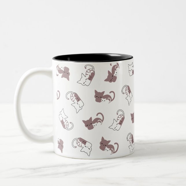 Tasse 2 Couleurs Chat couché mignon motif II (Gauche)