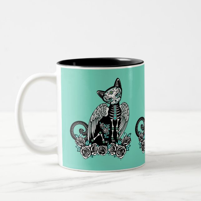 Tasse 2 Couleurs Chat Crâne de Sucre (Gauche)