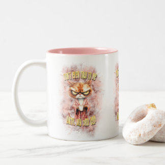 Tasse 2 Couleurs Chat Cranky Avec Café