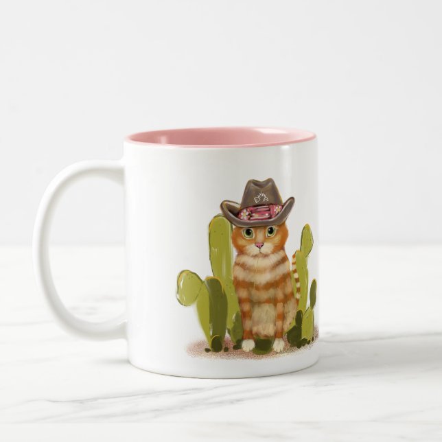 Tasse 2 Couleurs Chat Cute Orange Cowboy (Gauche)