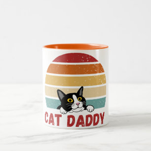 Tasse 2 Couleurs Chat Daddy Vintage Chat 80s Style Rétro Pour Homme