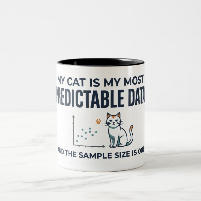 Tasse 2 Couleurs Chat d'analyste de données drôle avec un ensemble  (Centre)
