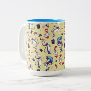 Tasse 2 Couleurs Chat dans le Chapeau   Motif Jaune