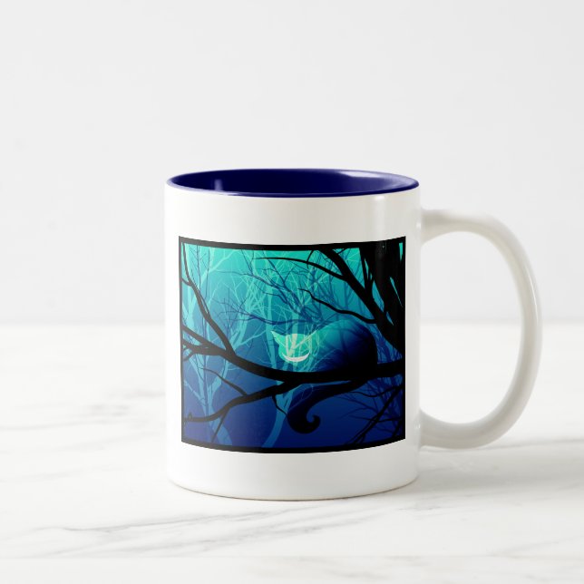 Tasse 2 Couleurs Chat de Cheshire parmi des arbres (Droit)