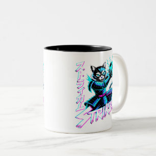 Tasse 2 Couleurs Chat de frappeur samouraï cyberpunk pour les joueu