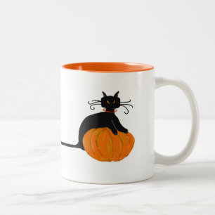 Tasse 2 Couleurs Chat de Halloween de longue queue