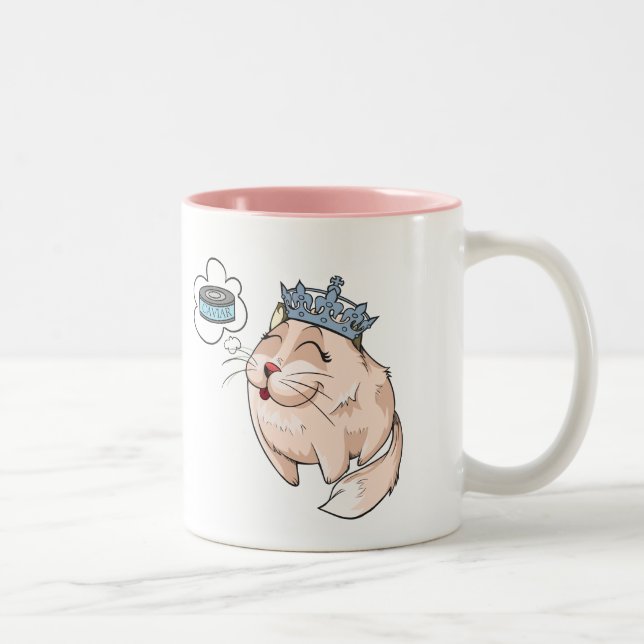 Tasse 2 Couleurs Chat de luxe rêvant de caviar  (Droit)