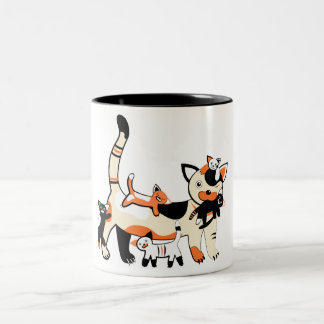 Tasse 2 Couleurs Chat de maman avec l'image drôle de chatons