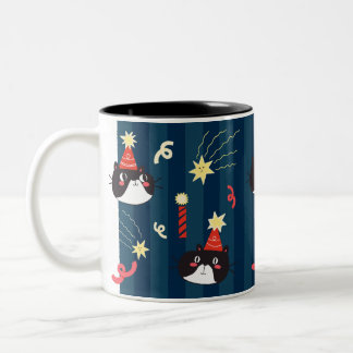 Tasse 2 Couleurs Chat de Noël noir