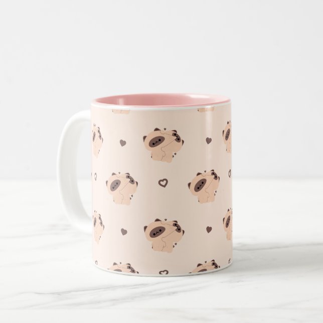 Tasse 2 Couleurs Chat de Siamese Couple Muet (Devant gauche)