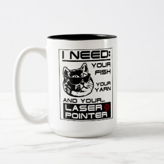 Tasse 2 Couleurs Chat demande du fil de poisson et pointeur laser C