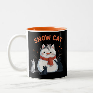 Tasse 2 Couleurs Chat des Neiges Noël Amateur de Chats Cadeau Vacan