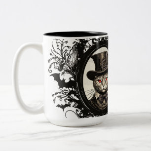 Tasse 2 Couleurs Chat d'Halloween, Chat Vampire, crocs