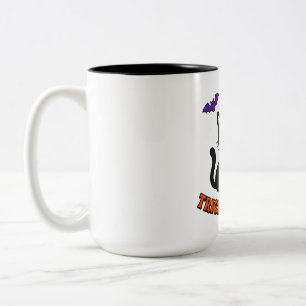 Tasse 2 Couleurs Chat d'Halloween et citrouille : des friandises ou