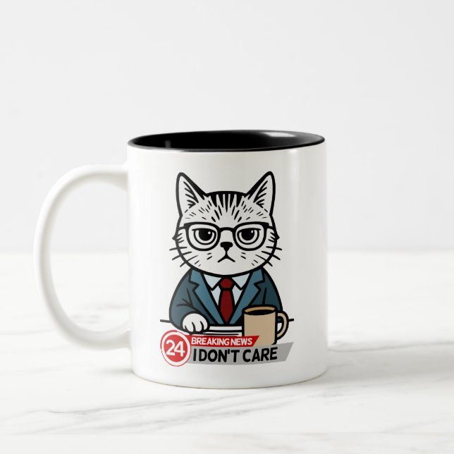 Tasse 2 Couleurs Chat d'humour de bureau sarcastique (Gauche)