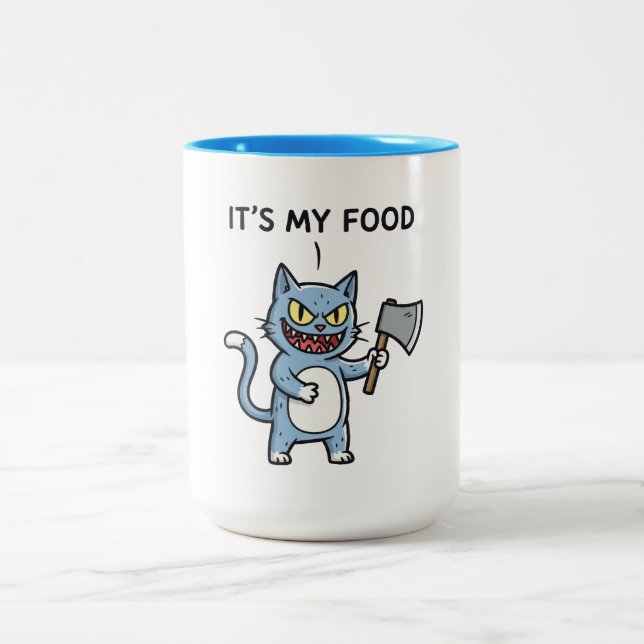 Tasse 2 Couleurs Chat Drôle avec une Hache (Centre)
