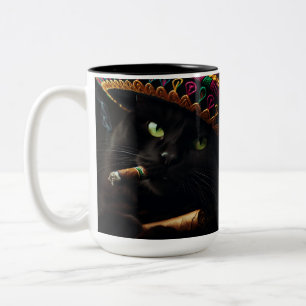 Tasse 2 Couleurs Chat drôle portant un Sombrero