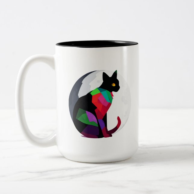 Tasse 2 Couleurs Chat élégant peint (Gauche)