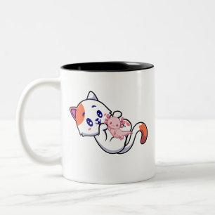 Tasse 2 Couleurs Chat et Axolotl Kawaii Neko Anime