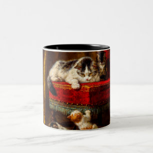 Tasse 2 Couleurs Chat et chatons Jouer avec chaise