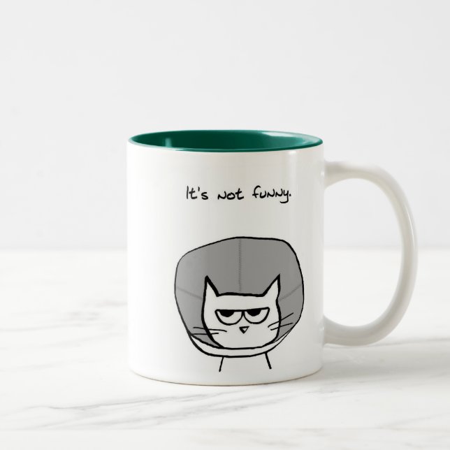 Tasse 2 Couleurs Chat fâché et le cône de la honte (Droit)