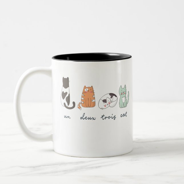 Tasse 2 Couleurs Chat français mignon drôle (Gauche)