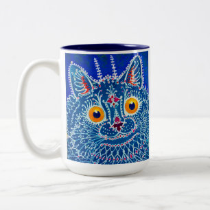 Tasse 2 Couleurs Chat gothique bleu