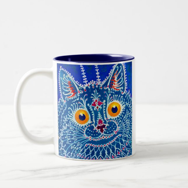 Tasse 2 Couleurs Chat gothique bleu (Gauche)